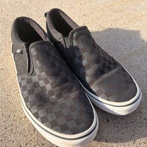 Kids Vans Black Checkered Slip-On Canvas Sneakers